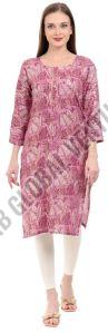 Mystic Plum Leaf Rayon Kurti