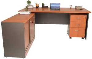 5 Feet Wooden Office Table with Side Cabinet