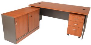 5 Feet Wooden Office Table with Side Cabinet