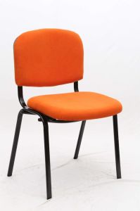 Orange Fabric Metal Frame Visitor Chair