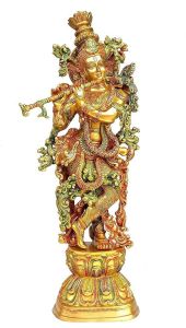 Carved Brass Krishna Murti