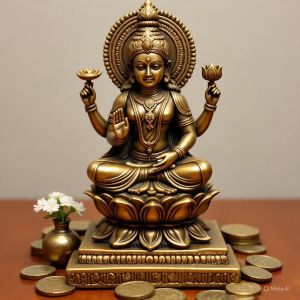Carved Brass Laxmi Mata Statue