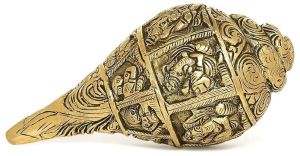 Carving Brass Conch Shell Ganesha Shankh