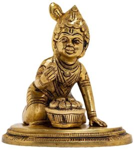 Golden Brass Bal Krishna Statue