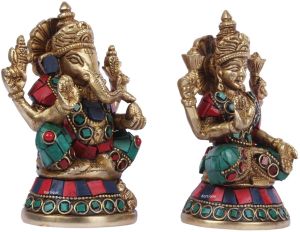 Heavy Brass Crafted Laxmi Ganesh Statue