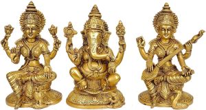 Heavy Brass Laxmi Ganesh Idol Decorative