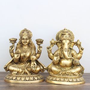 Pure Brass Lakshmi Ganesh Murti
