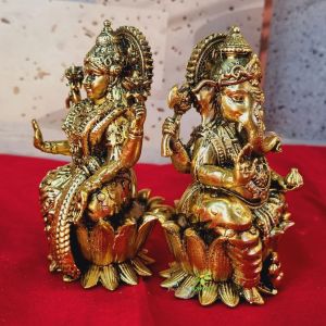 Spiritual Brass Laxmi Ganesh Statue