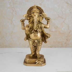 Standing Lord Ganesh Brass Statue