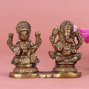 Traditional Brass Laxmi Ganesh Idol Statue