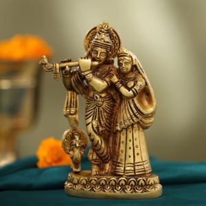 Traditional Brass Radha Krishna Statue
