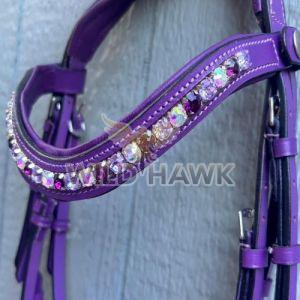 Purple Crystal Sparkle English Horse Bridle