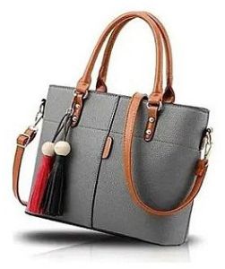 Lades Grey Leather Handbag
