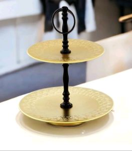 Nickel Plated Aluminum Double Cake Stand