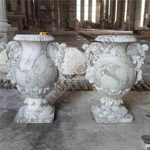Carved Marble Flower Pots
