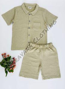 Boys Olive Pinstripe Co-ord Set