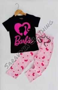 Girls Black & Pink Barbie Pajama Set