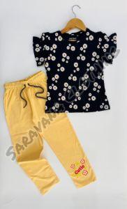 Girls Daisy Print T-shirt & Yellow Pajama Set