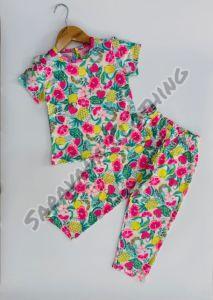 Girls Fruit and Floral Pajama Set