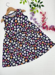 Girls Navy Ditsy Floral Frock