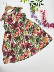 Girls Printed Tropical Blossom Frock