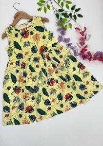 Girls Printed Tropical Leaf Frock