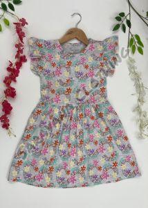 Girls Rainbow Floral Frock
