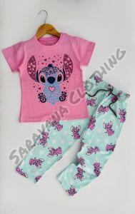 Girls Stitch Graphic T-shirt Pajama Set