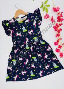 Girls Unicorn and Castle Print Dress