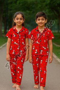 Kids Red Character Print Pajama Set