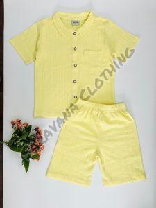 Kids Yellow Textured Co-ord Set