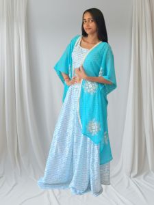 Blue Crepe Ladies Dress