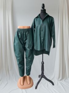 Bottle Green Cotton Women Co Ord Set
