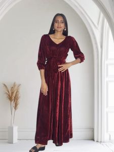 Maroon Velvet Ladies Dress