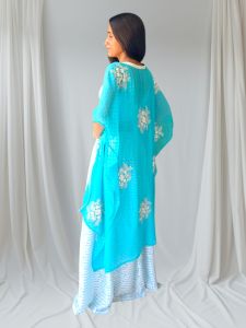 Blue Crepe Ladies Dress