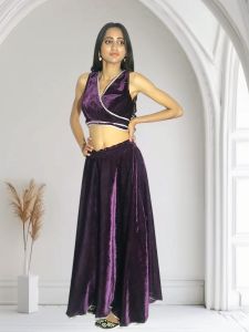 Purple Velvet Ladies Skirt Set