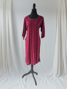 Wine Red Printed Rayon Ladies Kurti