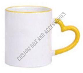 A++ Grade 350 Ml Yellow Three Tone Heart Handle Ceramic Mug