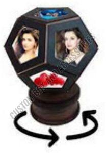 Black Plain Sublimation Big Hexagon Rotating Lamp