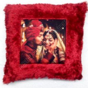 Photo Printed Square Red Fur Sublimation Cushion