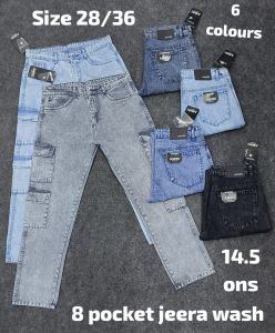 Unisex 8 Pocket Straight Fit Denim Jeans