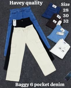 Unisex 6 Pocket Baggy Denim Jeans