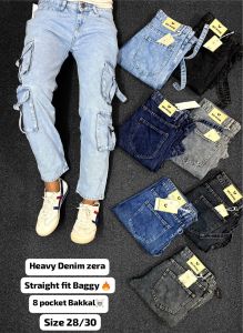 Unisex Straight Fit 8 Pocket Denim Jeans