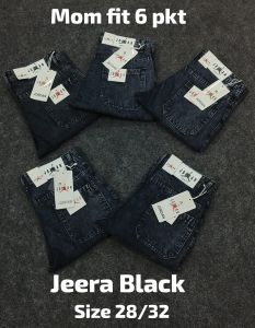 Unisex Black Mom Fit Denim Jeans
