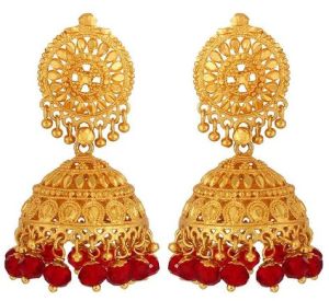 Golden and Redd Jhumka Earrings