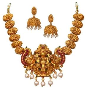 Golden Brass Bridal Temple Jewellery Set