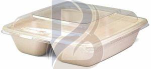 2 Compartment Eco Bagasse Square Plate