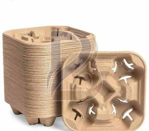 4 Cup Drink Carrier Cardboard Molded Pulp Tray