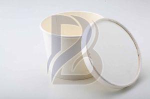 White Round Paper Bowl With Lid