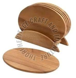 Oval Wooden Coaster Set